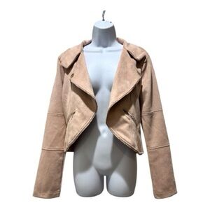 Blu Pepper Women’s XL Soft Brushed Moto-Style Jacket Pale Pink